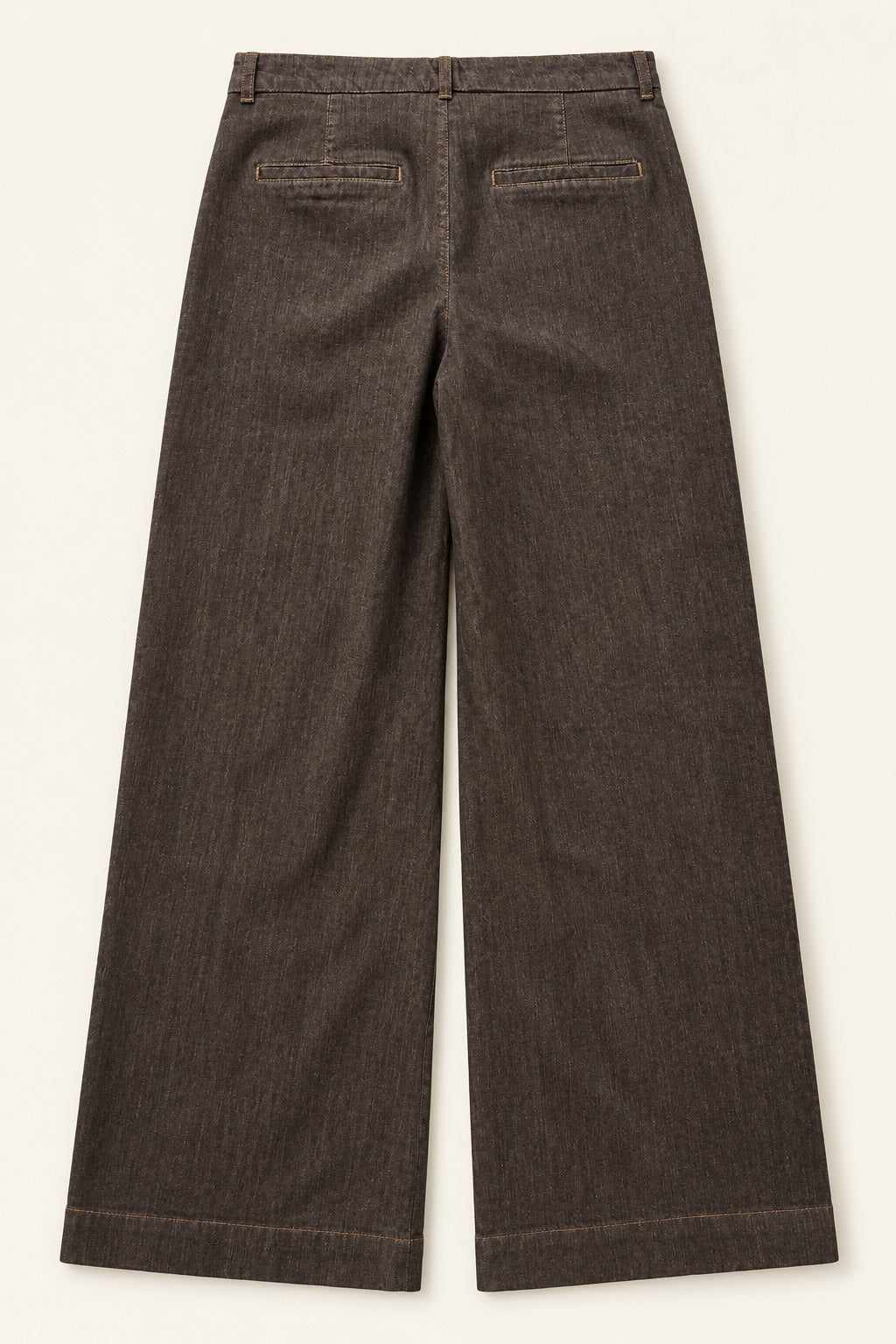 Pantalon large brun chiné, vue de dos