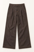 Pantalon large brun chiné, vue de face