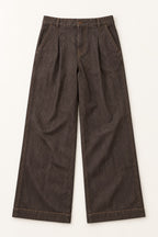 Pantalon large brun chiné, vue de face