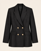 Blazer croisé Habous noir — vue de face, quatre boutons dorés