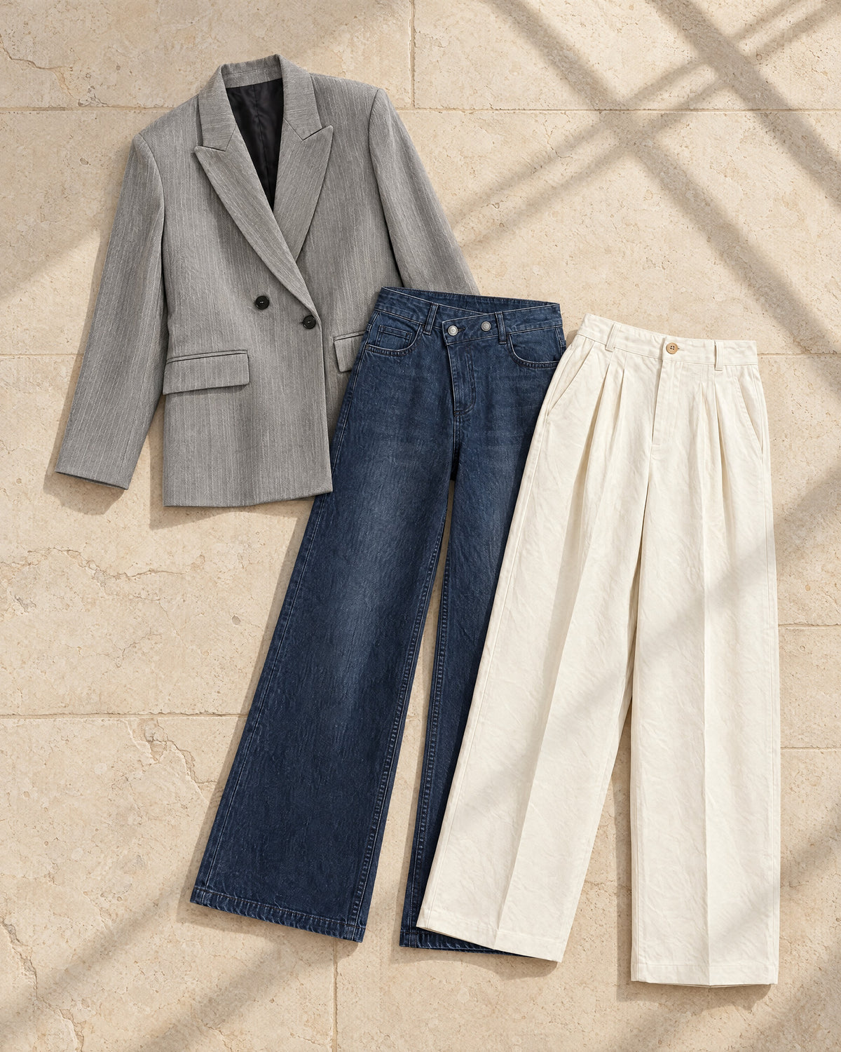 Blazer Maârif, jean Ain Diab et pantalon Gauthier