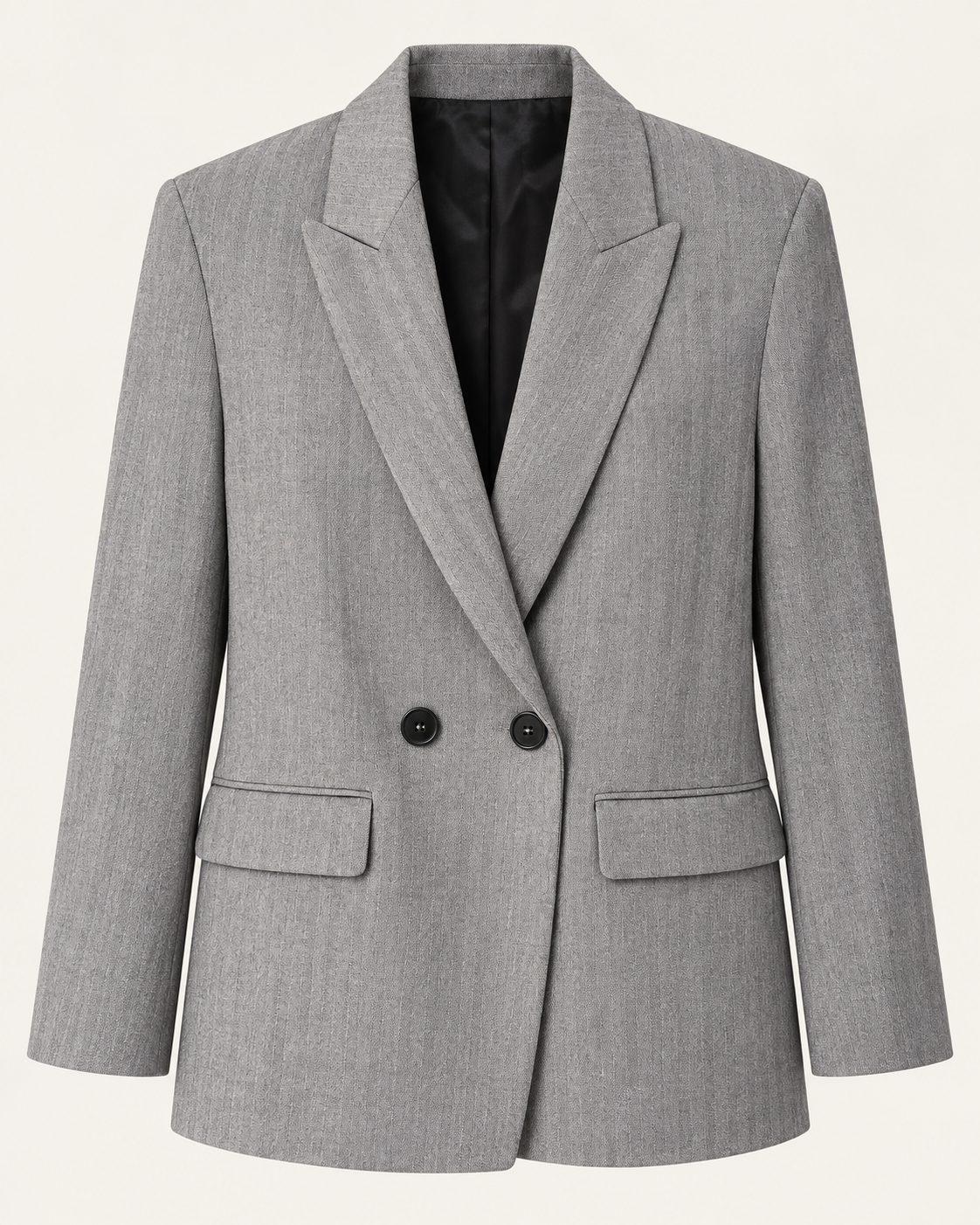 Blazer Maârif gris chiné — vue de face, deux boutons noirs côte à côte